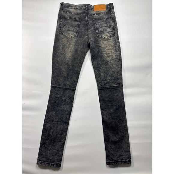 Waimea Men's Distressed Moto Style Skinny Black Denim Jeans - Size 32 (31x32) - Picture 2 of 5